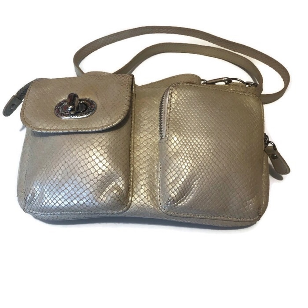 Brighton crossbody mini snakeskin leather bag